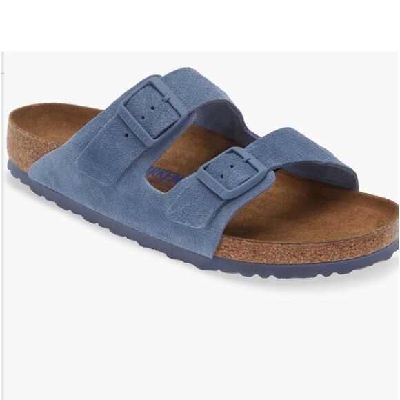 NWT Birkenstock Unisex Arizona soft slide sandals in elemental blue Size 43/10 - Picture 5 of 9